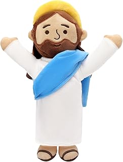Yelakey 13" Jesus Plush Brown Jesus Stuffed Doll Christian Plushie Doll for Easter Christmas Church Religious Gifts for Kids Adults (brownblue)