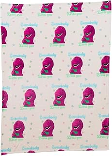 Collectibles Barney Heart Retro Bedding Super Soft Cozy Plush Throw, 46 in x 60 in, (Officially Licensed Product)