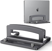 TECKNET Vertical Laptop Stand, Adjustable Aluminum Laptop Stand (Fits Up to 17.3"), Space-Saving Vertical Stand with Non-Slip & Scratch-Resistant Silicone, Compatible with MacBook Pro/Air, Dell, HP