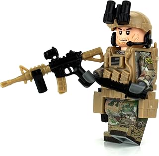 1.6 Inches Tall Army Ranger OCP SF Soldier Custom Collectible Minifigure | Accessories Made in The USA | Genuine Military Minifig | Great Gift for Ages 10+ to Adult AFOL