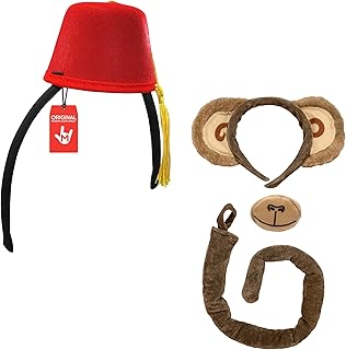 Morph Unisex Adult Monkey in Fez Hat Kit Mini Headband Nose Tail Movie Costume Set