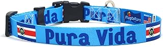 Dog Collar | Pura Vida | Great for Costa Rica Pride Events | Made in USA | Quick-Release Buckle or Martingale Style | for Medium Dogs
