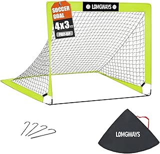 Soccer Goal – Foldable Frame Net for Kids + Youth – Indoor + Outdoor Soccer Goal with Carry Bag – Easy Set up – Multiple Sizes for Practice & Games