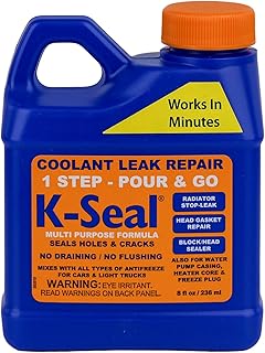 K-Seal ST5501 Multi-Purpose One Step Permanent Coolant Leak Repair, 8oz, Pour and Go, Mixes with All Antifreeze, No Flushing Required