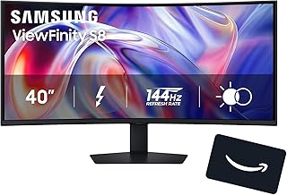 40" ViewFinity S8 S85TH Curved Monitor + $300 Amazon Gift Card, 5K2K WUHD Resolution, 144Hz, Built-in Speakers, Thunderbolt 5, AMD FreeSync Premium, Height/Tilt/Swivel Stand, LS40H850TANXZA