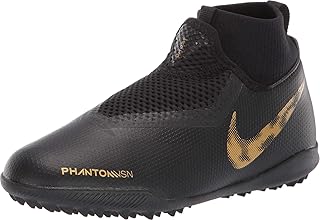 Kids JR Phantom Vision Academy DF TF Soccer (Little Kid/Big Kid) Black/Metallic Vivid Gold 2 Little Kid