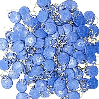 100 Pack Blue EM4100 Keyfobs - 64Bit Read Only RFID 125Khz Key Fobs for Access Control, Attendance, and Identification
