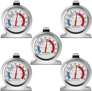 5 Pack Fridge Thermometer - Classic Series with Large Dial and Internal Temperature Gauge - Monitor and Maintain Perfect Temperature in Kitchen Refrigerator