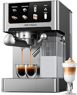 20 Bar Espresso Machine with Automatic Milk Frother, Cappuccino & Latte Coffee Maker with Quick Brew Dual Boiler (1350W + 1000W), Stainless Steel, 60oz Water Tank, Touchscreen