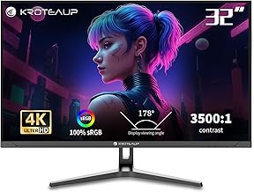 32 Inch UHD Gaming Monitor 4K, 60Hz (3840 X 2160) Computer Monitor, HDR400, DCI-P3 86%，100% sRGB, Eye Care, Freesync, HDMI, Dp Port and Built-in Speaker, Support Wall