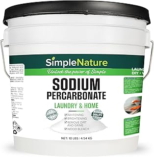 SimpleNature Sodium Percarbonate (10 lbs) - Versatile Scent-Free Cleaner for Home, Laundry, and Decking - Pure Oxygen Bleach - Convenient Resealable Container