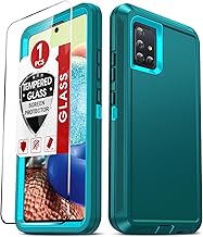 LeYi Compatible for Galaxy A71-5G Phone Case:【NOT FIT A71 4G/ A71 5G UW】 Samsung A71 5G Phone Case Tempered Glass Screen Protector, Heavy Duty 3 in 1 Rugged, Military Grade Shockproof A 71 5G, Teal