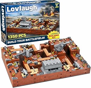 WW2 Military Trench Fortress Building Set（1350 pcs）Military Bunker Model Kit with Medical Room, Armory, Anti-Aircraft Gun&Ground Fortress for Adults&Kids, STEM Creative Play, Combat Display Collection