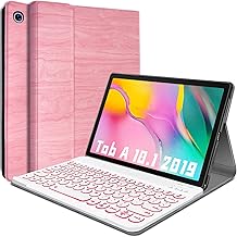 REAL-EAGLE Backlit Keyboard Case for Samsung Galaxy Tab A 10.1 Inch 2019(SM-T510/T515/T517), 7 Color Backlights Detachable Wireless Keyboard Case Cover for Samsung Galaxy Tab A 10.1” 2019 (Pink)