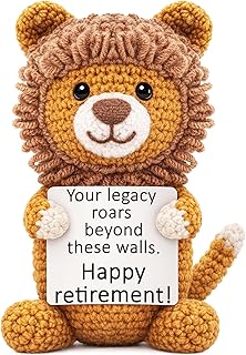 WELLBANEE Retirement 2026 Gifts for Men Women, Happy Retirement Lion Gift for Coworker Boss Teacher Friend, Office Farewell Goodbye Gift, Inspirational Handmade Lion Desk Decor
