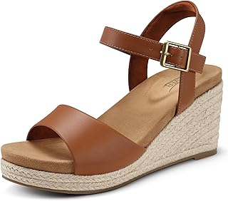 Women's Wedge Platform Sandals: Espadrille Dressy Comfortable Summer Open Toe Ankle Strap Buckle Women Sandal