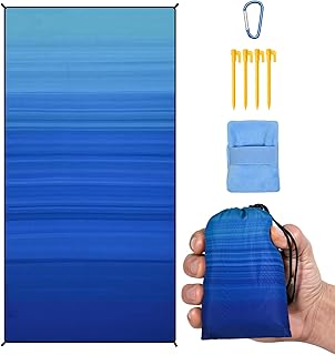AISPARKY Pocket Beach Blanket Waterproof Sandproof Compact Picnic Mat with Sand Remover, Portable Outdoor Mat for Camping Hiking Travel Festival