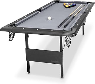 GoSports 6 ft Foldable Pool Tables - Portable Billiards Tables with Accessories - Black with Gray Felt or Oak with Black Felt