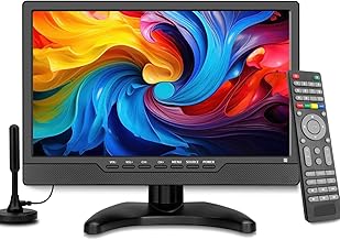 Jexiop 14 Inch LED HD TV,Portable Small Television with HDMI Input,Built-in Digital Tuner/HDMI/USB/DC-12IN-Supports Wall-Mounted-for Bedroom,Kitchen,RV - Includes Remote Control(Black)