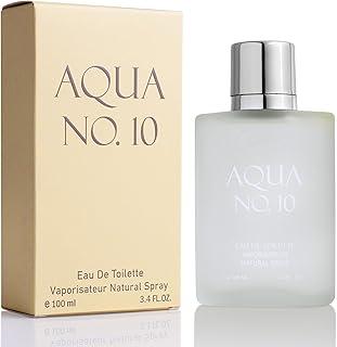 Aqua No 10 Eau De Toilette for Men - Citrus & Marine Fragrance - Top Notes of Lime, Lemon, Bergamot, Jasmine, Orange & Neroli - Base Notes of Musk, Cedar, Oakmoss & Amber - Elegant 100ml Bottle