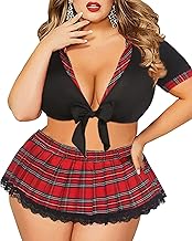 Sexy Plus Size Lingerie Set for Women Sexy School Girl Halloween Costumes Cosplay Lingerie with Mini Skirt