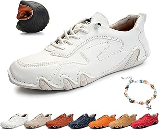 Women's Italian Handmade Leather Sneakers, Outdoor Soft Soled Non Slip Waterproof Casual Lightweight Breathable Walking Beck Shoes for Hiking Trailing Camping & Driving ( Color : White , Size : US 9 )