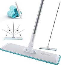 18 Inch Grey-White Microfiber Dust Mop for Hardwood Floors, Heavy Duty Industrial Wet Dry Mop with Telescopic Handle, Includes 3 Mop Pads
