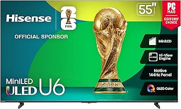 55" Class U6 Series Mini-LED 4K UHD Smart Fire TV (55U65QF, 2025 Model) - QLED, Native 144Hz, HDR10+, Dolby Vision IQ, Dolby Atmos, Game Mode Pro, ALLM, Alexa Built in, Black