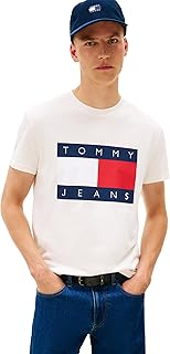 Men's Short Sleeve Cotton Graphic T-Shirts with Big Flag Logo Design