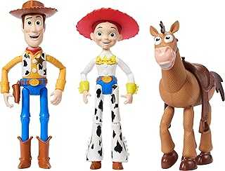 Disney Pixar Storytellers Toy Story 3-Pack of Woody, Jessie & Bullseye, 4-inch Authentic Posable Figures, Key Character Collectibles