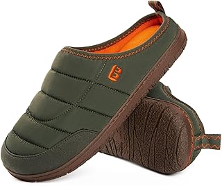 Mens Slip on Slippers Two-Tone Indoor Outdoor House Shoes Memory Foam Camping Garden Down Clogs