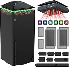 Cooling Fan Dust Proof for Xbox Series X Console with Colorful Light Strip,Dust Cover Filter,Rubber Dust Plugs,Low Noise Top Fan with 3 Gears,Cooler&Light Independent Touch Switch, 2 USB Port
