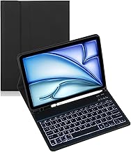 Keyboard Case for Samsung Galaxy Tab Active Pro /4 Pro 10.1inch (SM-T540/T547/T630/T638) Removable Wireless Bluetooth Keyboard Built-in Pen Holder (Black Case,Backlit Keyboard)
