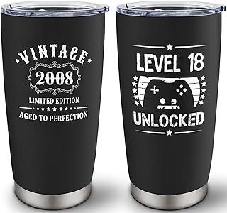 18th Birthday Gifts for Boys, 18 Year Old Boy Gifts, 18th Birthday Decorations for Boys, Gift for 18 Year Old Guys, Vintage 2008 Cheers To 18 Years, Turning 18 Bday Gift for Him 20oz Tumbler