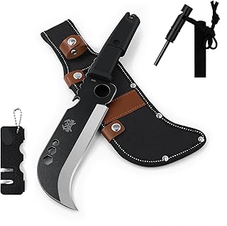 Billhook Sickle Machete, 12.2" Sharp Machette for Yard Work, Machete for Cutting Trees Heavy Duty, Gardening Machetes with No-Slip Rubber Handle, Sickle Knife Billhook for Grass