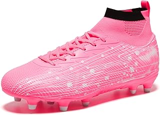 Men and Women Soccer Cleats High Top Football Boots Lightweight Lace Up with Grip Studs for Training and Matches