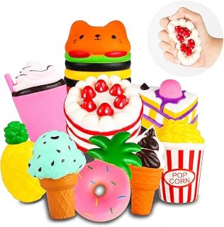 Slow Rising Jumbo Squishies Toys Set - 9 Pack Soft Kawaii Squishy Hamburger Popcorn Cake Ice Cream Donut Stress Relief Squeeze Toy for Boys and Girls