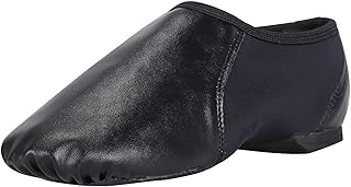 Unisex PU Leather Upper Slip-on Jazz Shoe with Circle Elastic for Women and Men's Dance Shoes