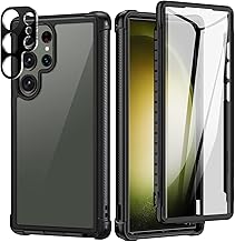 Designed for Samsung Galaxy S23 Ultra Case, Full Body Shockproof Cover, with Built-in Screen Protector Slim Fit Protective Case for S23 Ultra 6.8", Black