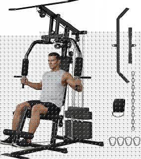 Home Gym Equipment, Multifunctional Workout Station with 100LBS Weight Stack, Home Gym Machine for Full Body Traning with LAT Pulldown System