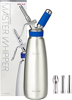 Mosa Professional 1 Quart (1L) Stainless Steel Whipped Cream Dispenser, 3-in-1 Cream Whipper, Nitro Cold Brew Maker & Soda Siphon, NSF Certified - Silver