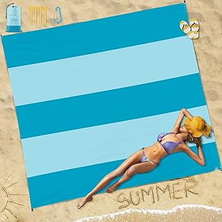 Famstar Beach Blanket Sandproof Waterproof 78''×81''/10'×9' Adults Oversized,Compact Lightweight Durable Beach Mat for Travel Camping Hiking Picnic Blanket