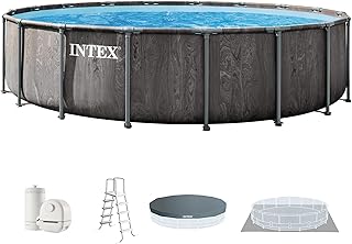 INTEX 26743EP Prism Frame Above Ground Swimming Pool Set: 18ft x 48in – Includes 1500 GPH Cartridge Filter Pump – Removable Ladder – Pool Cover – Ground Cloth