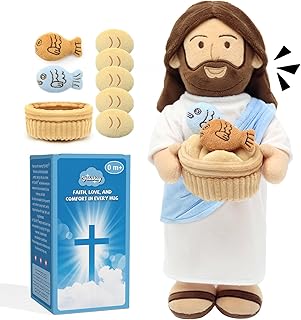 Yelakey 14" Jesus Plush Talking Doll,Jesus Stuffed Doll Plushie Speaks Bible Verses Story Bible Songs Religious Gift for Kids Easter Christmas