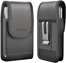 Magnetic Closure Holster for Samsung Galaxy S26 Ultra, S25 Ultra, S24, Ultra, S23, Ultra, S22 Ultra, S21 Ultra, S20 Ultra - Leather Belt Case with Card Holder (Fits Slim/Thin Case) (Large)