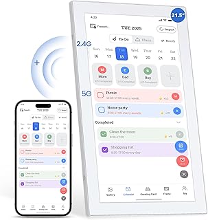 Digital Calendar Smart Planner, Electronic Calendars with 21.5 in Touch Screen Interactive Chore Chart for Family Schedule Photo Share, APP Phone Sync, WiFi Meal Planners Wall & Desk Mountable