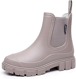Womens Rain Boots Waterproof Rubber Garden Shoes Short Ankle Chelsea Boots Slip-Resistant