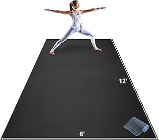 Gorilla Mats Extra Large Yoga Mat – 9'x6', 12'x6', 15'x6' (8mm) Extra Thick Wide Non-Slip Exercise Mat for Home Gym Flooring – Ultra Comfortable Workout Floor Mat for Barefoot Fitness & Stretching