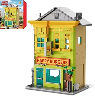 Happy Burgers Shop Modular Building Set for Adults, The Belcher Family House Building Blocks with Box, Ideas Collectors Gift Set for Kuchi Kopi Cartoon Fans (1222PCS)