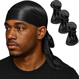 Premium Durag Pack for Men, Silky Doo Rag Cap for 360 540 720 Waves